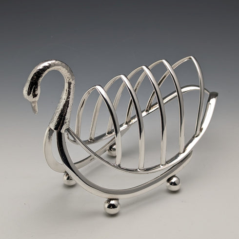 British Vintage Silver Plated Swan Toast Rack